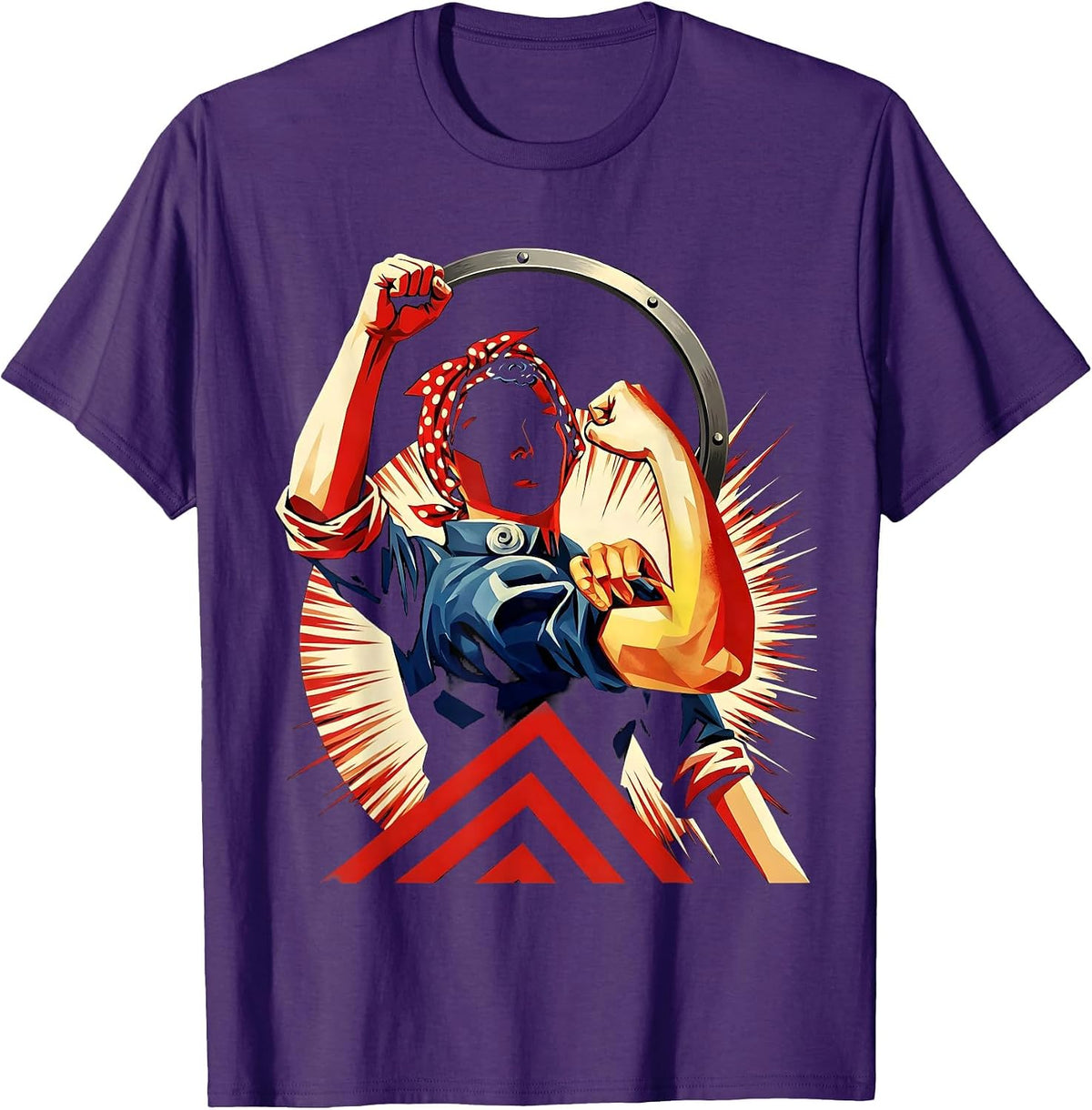 Vintage Riveter Raised Fist Labor Day Graphic T-Shirt - Purple