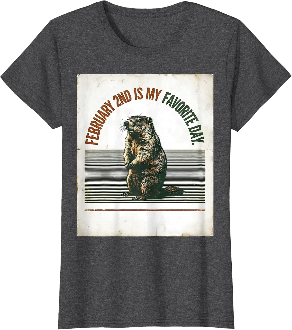 Women's February 2nd Is My Favorite Day Vintage Funny Groundhog Day T-Shirt - Dark Heather Grey