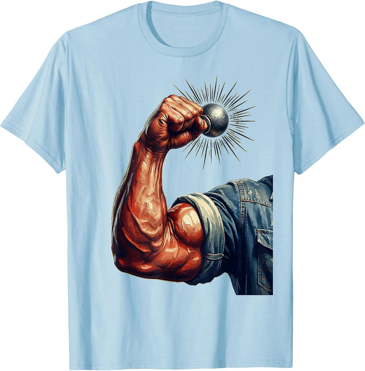 Men's Rosie the Riveter Bold Bicep Flex Graphic T-Shirt - Baby Blue