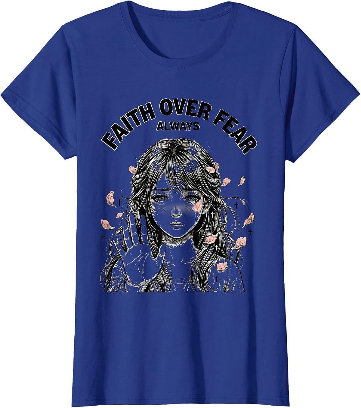 Women's Not Today Satan Faith Over Fear Always Design T-Shirt - Royal Blue