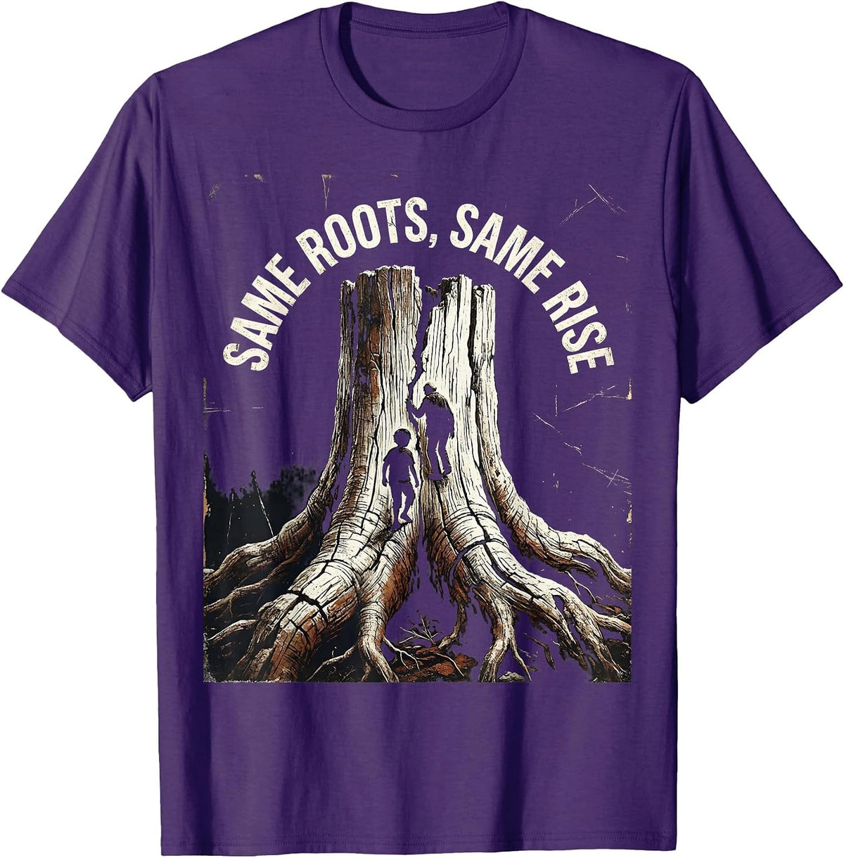 Men's Same Roots Same Rise Distressed Family Reunion Matching T-Shirt - Purple