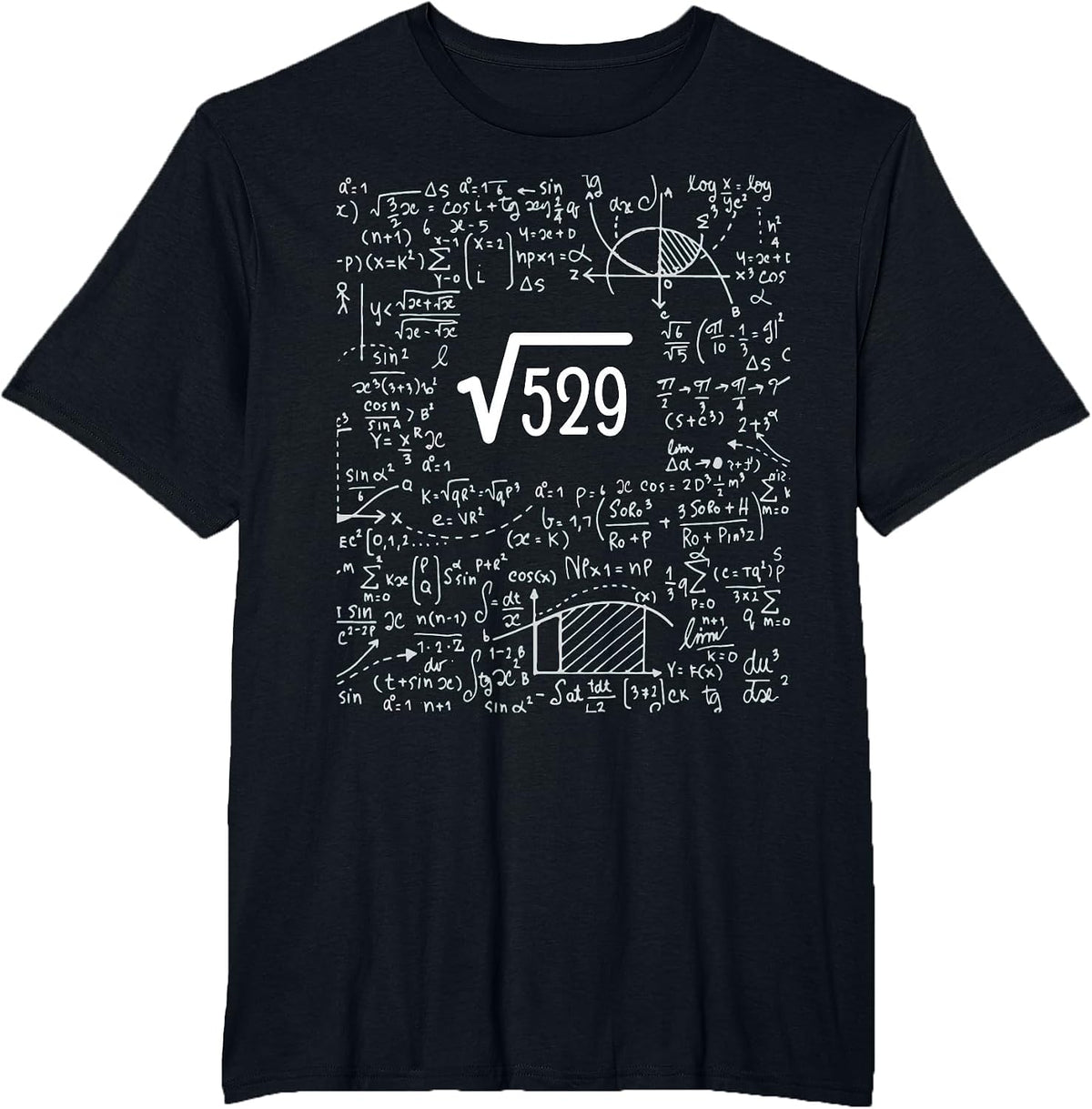 Square Root of 529 Birthday Art 23 Years Old Math Nerd Geek T-Shirt - Black