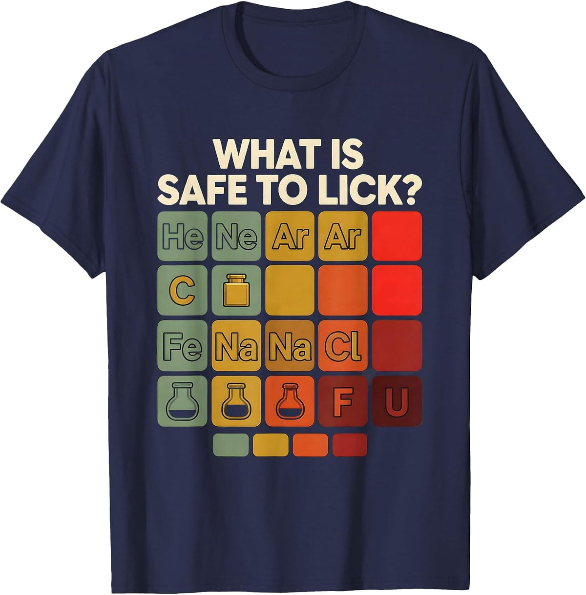 What Is Safe To Lick Funny Periodic Table Science Teacher T-Shirt - Navy Blue
