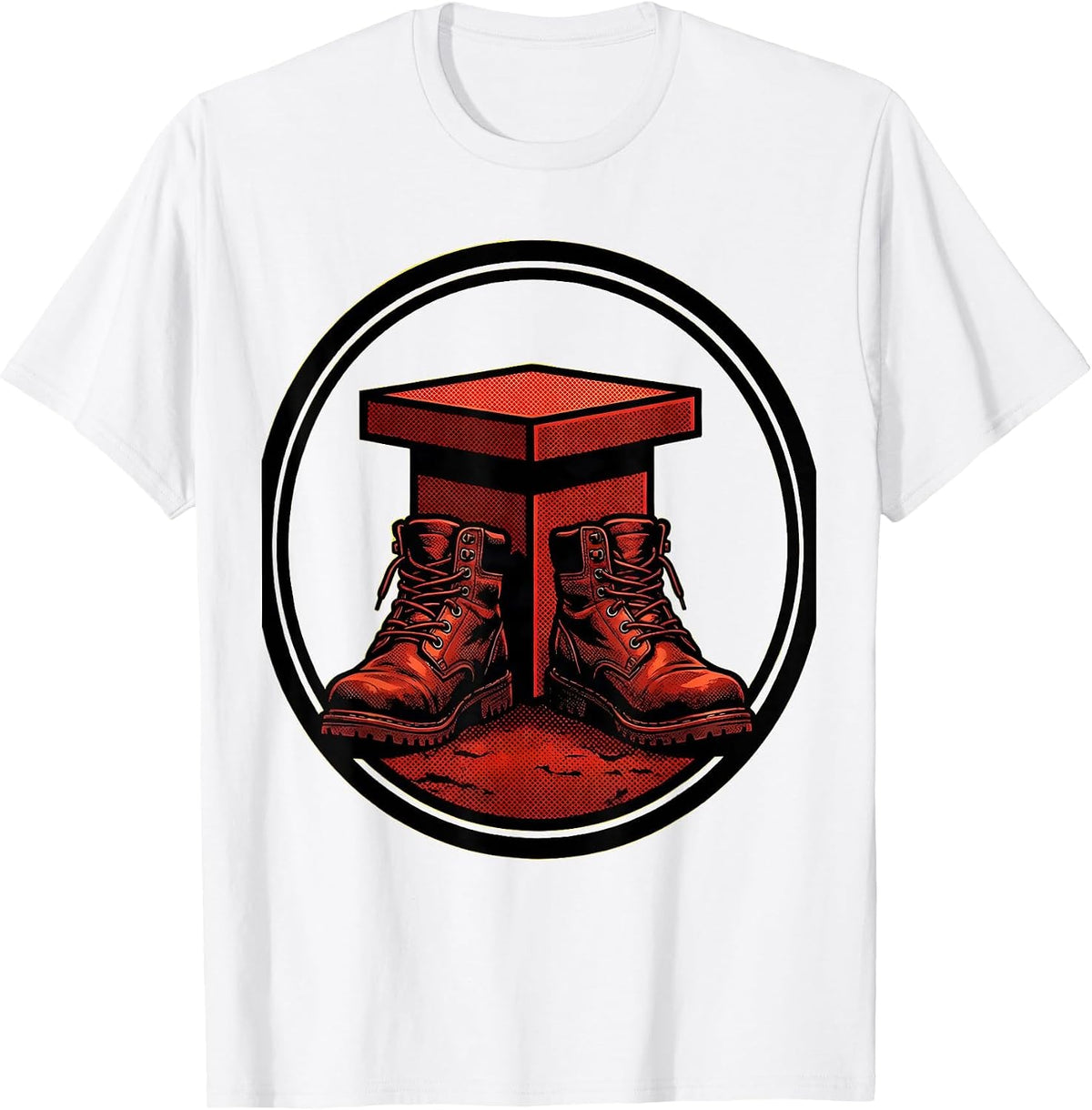 Men's Working Boots Behind the Podium Political Graphic T-Shirt - White