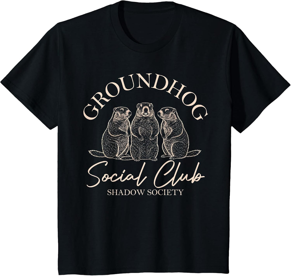 Groundhog Day Social Club Shadow Society Funny Groundhog Day T-Shirt - Black