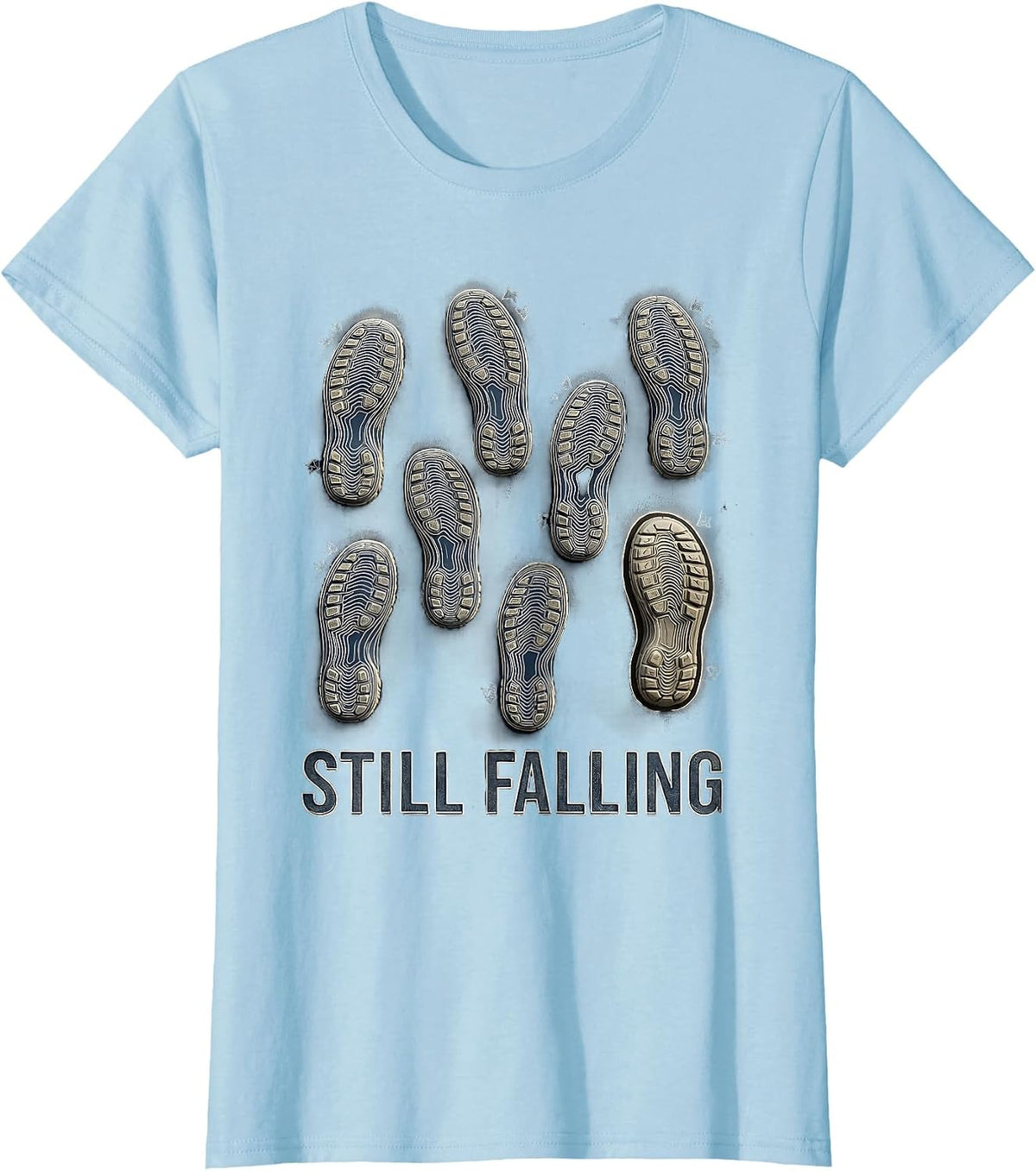 Still Falling Rock Climbing Bouldering Humor Topographic T-Shirt - Baby Blue