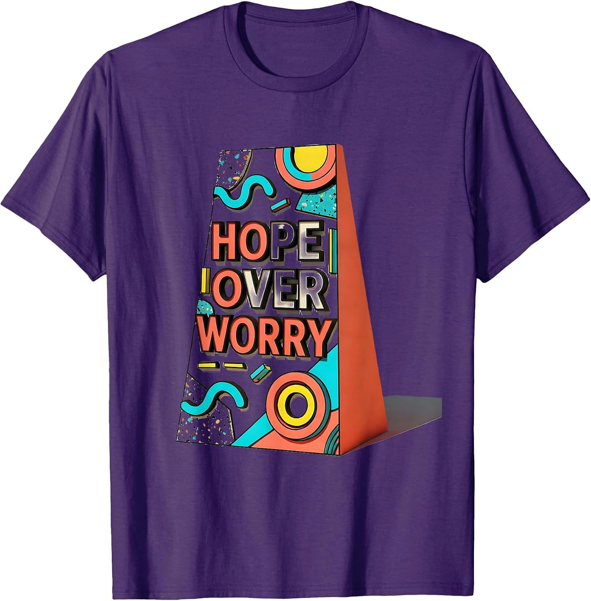 Hope Over Worry Faith Over Fear Inspirational Design T-Shirt - Purple