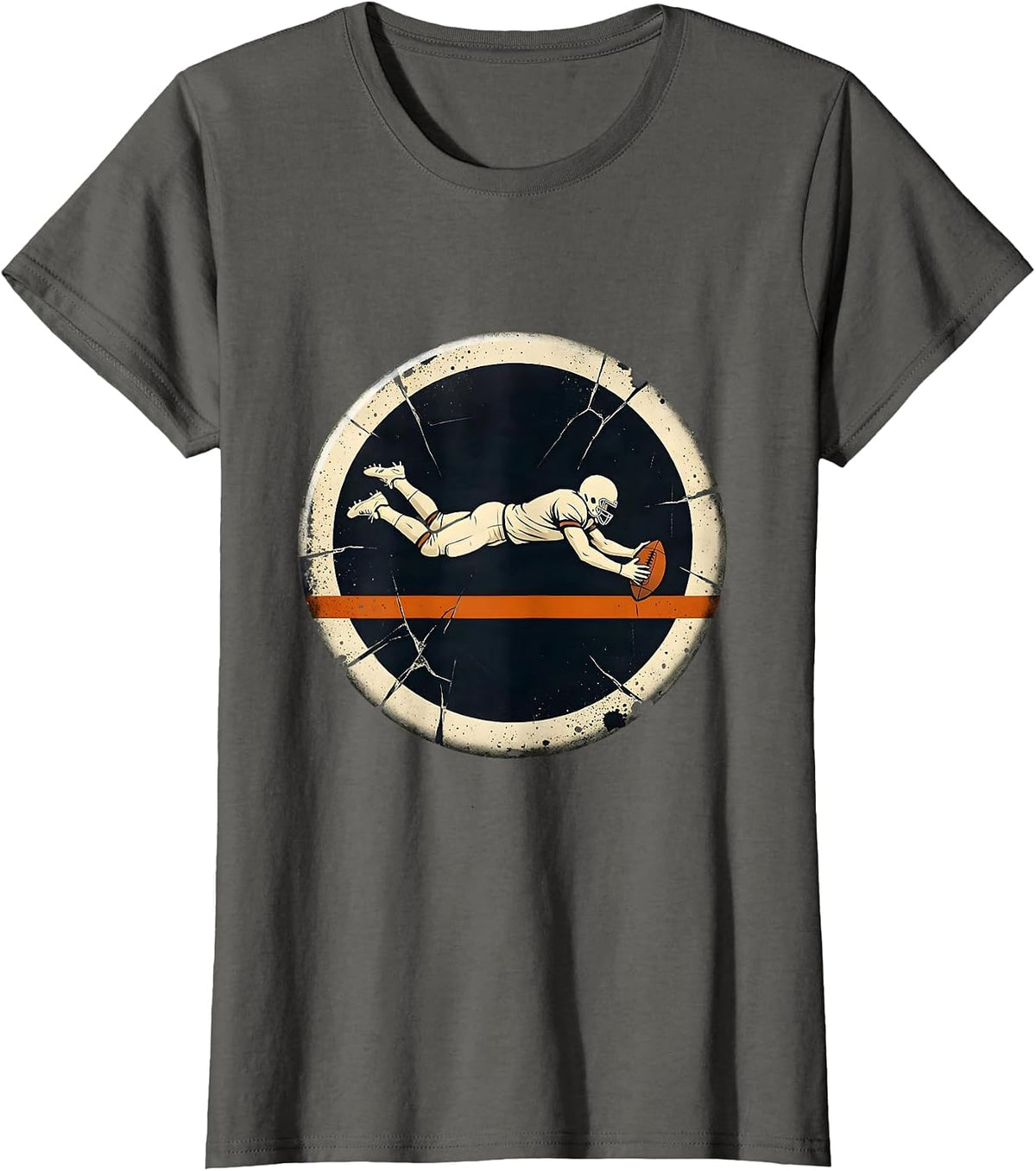 Women's Diving Lineman Football Fan Humor Parody T-Shirt - Asphalt Grey