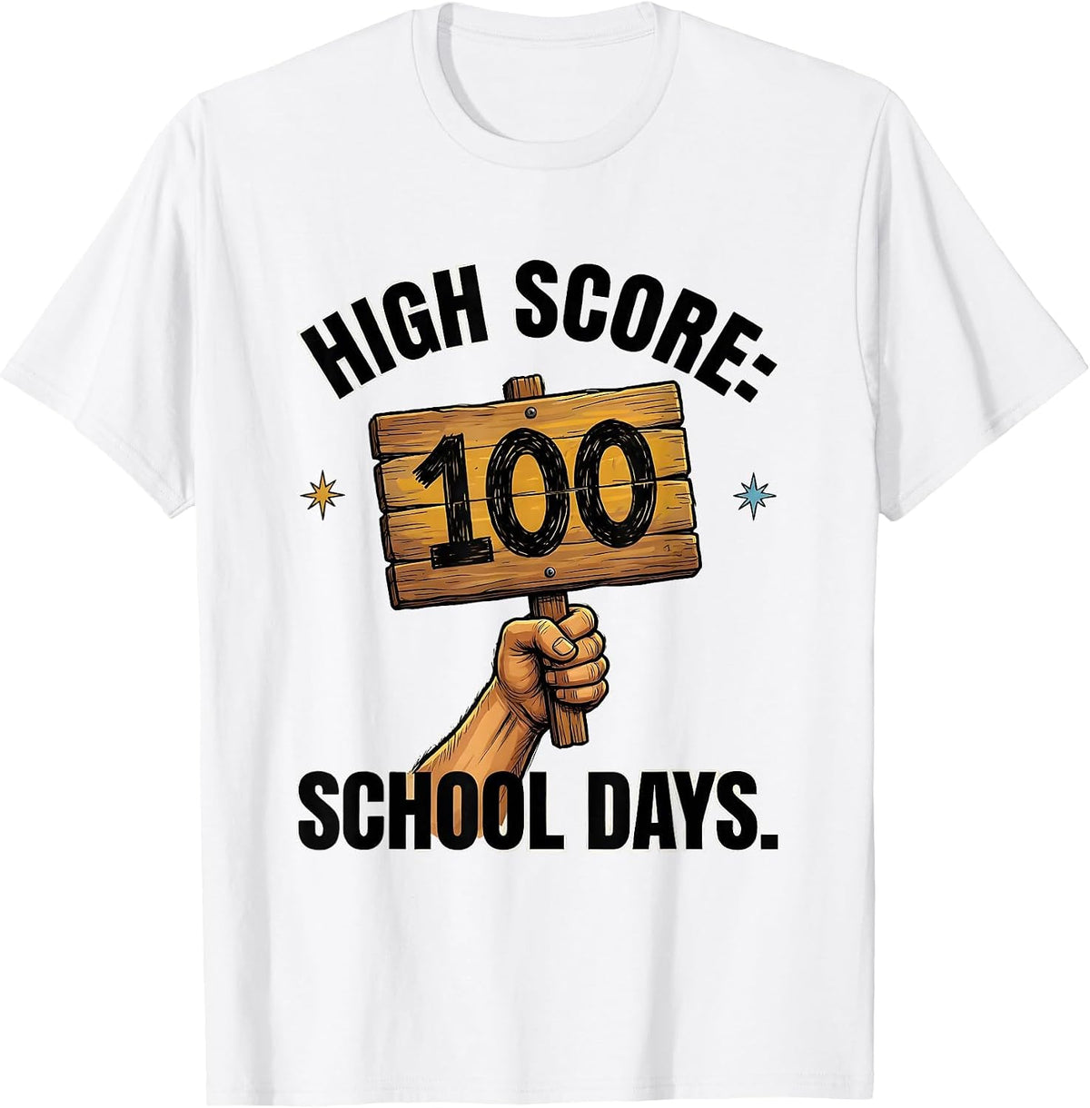 Men's High Score: 100 School Days Playful Gamer Milestone Boys T-Shirt - White