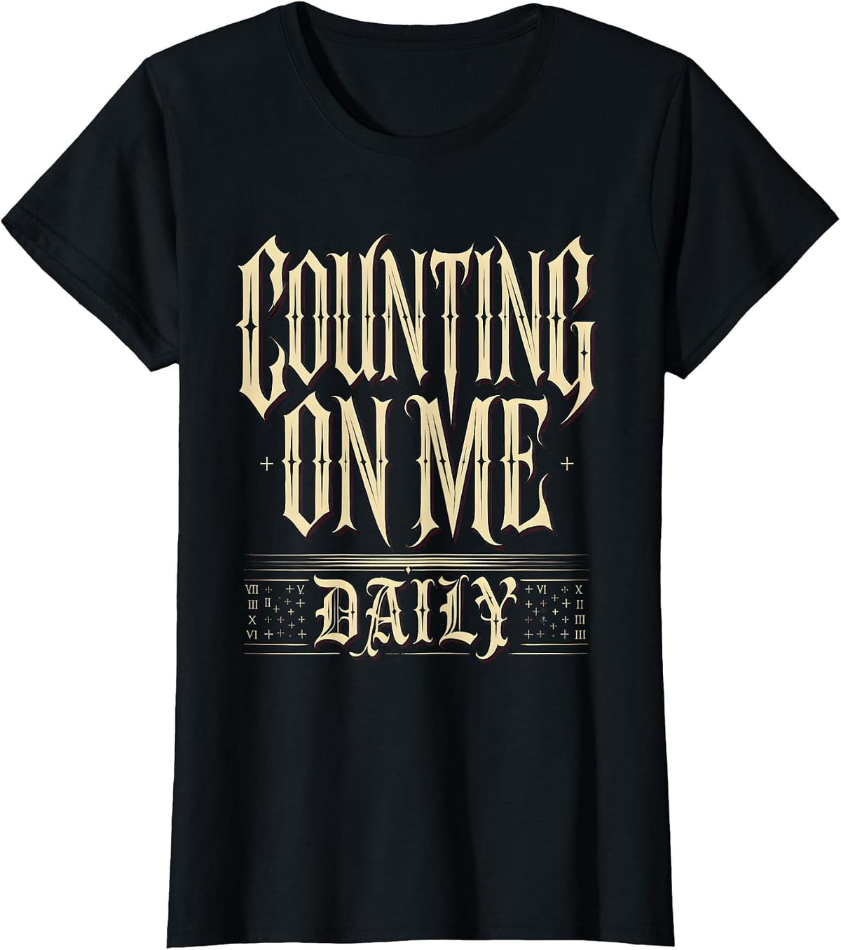 Counting on Me Daily Math Teacher Design T-Shirt - Black