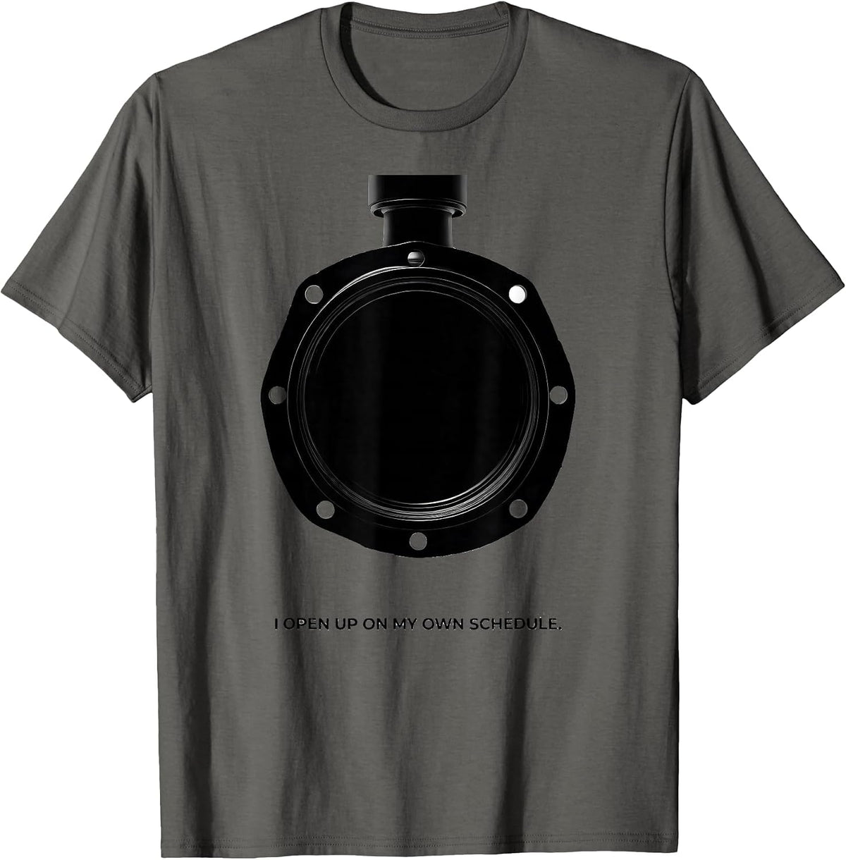 Men's I Open Up On My Own Schedule Funny Mechanic Car Engine Humor T-Shirt - Asphalt Grey