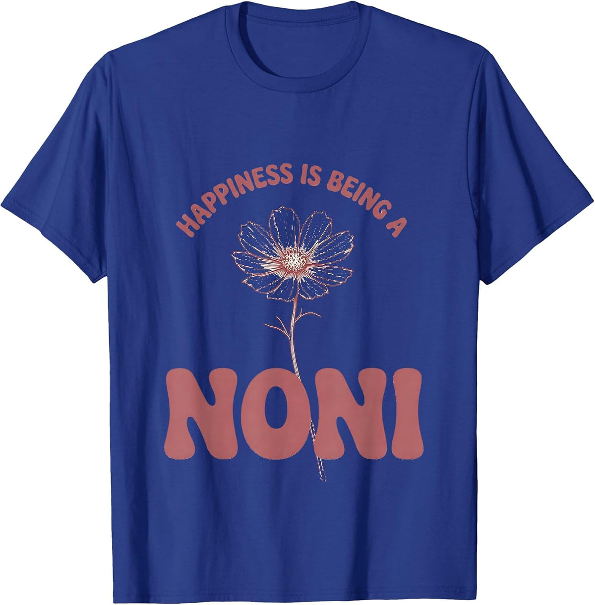 Happiness Is Being A Noni Boho Minimalist Grandma Gift T-Shirt - Royal Blue