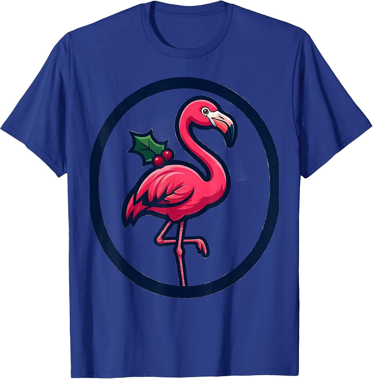 Men's Pink Flamingo Holiday Mascot Novelty Gift T-Shirt - Royal Blue