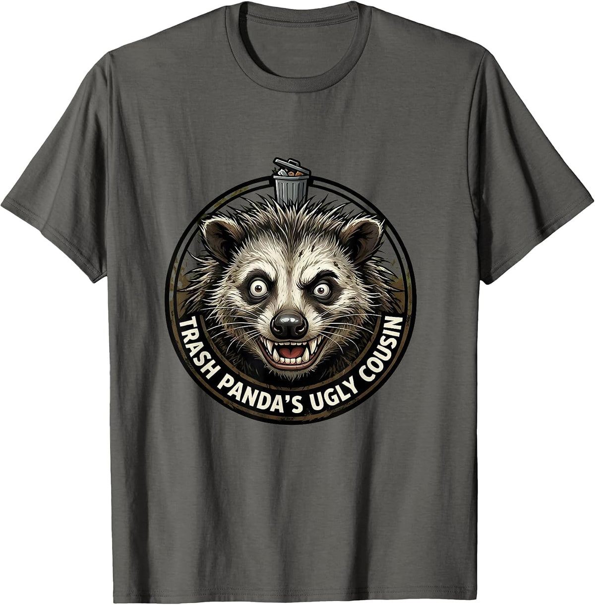 Trash Panda's Ugly Cousin Opossum Design T-Shirt - Asphalt Grey