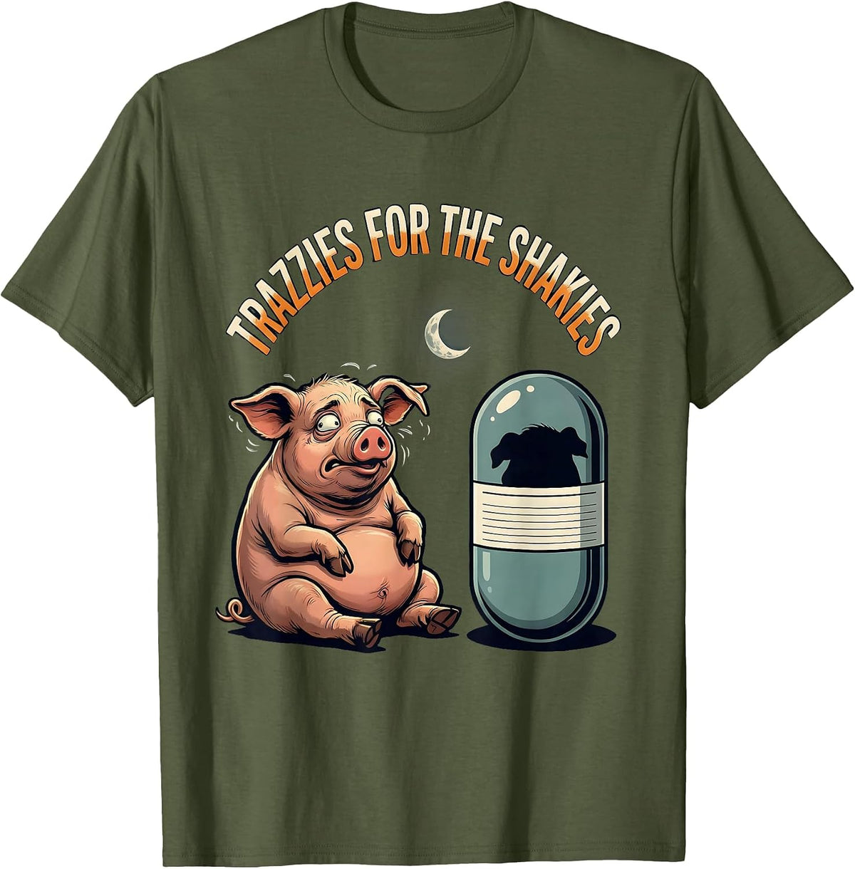 Trazzies For The Shakies Funny Vet Tech Halloween Workplace T-Shirt - Olive Green