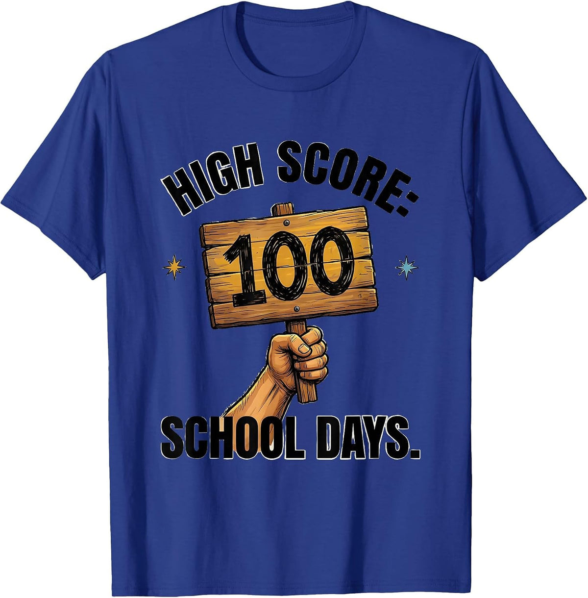 Men's High Score: 100 School Days Playful Gamer Milestone Boys T-Shirt - Royal Blue