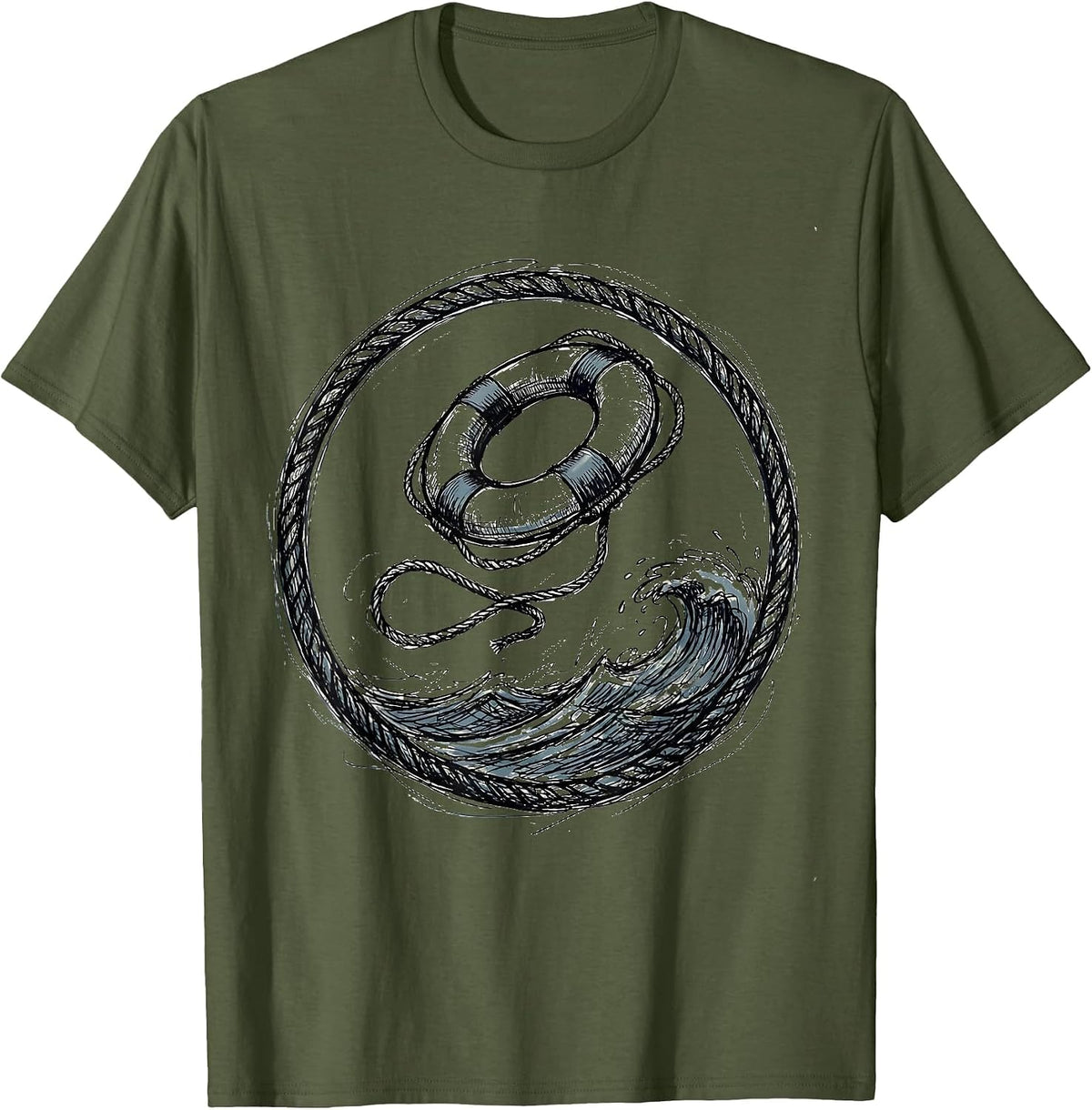 Men's Social Worker Lifesaver Graphic Design Gift T-Shirt - Olive Green