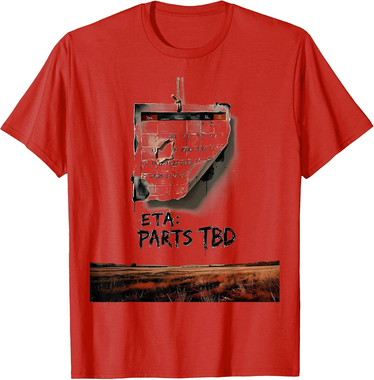 Men's ETA PARTS TBD Funny Mechanic Skeleton Auto Repair T-Shirt - Red