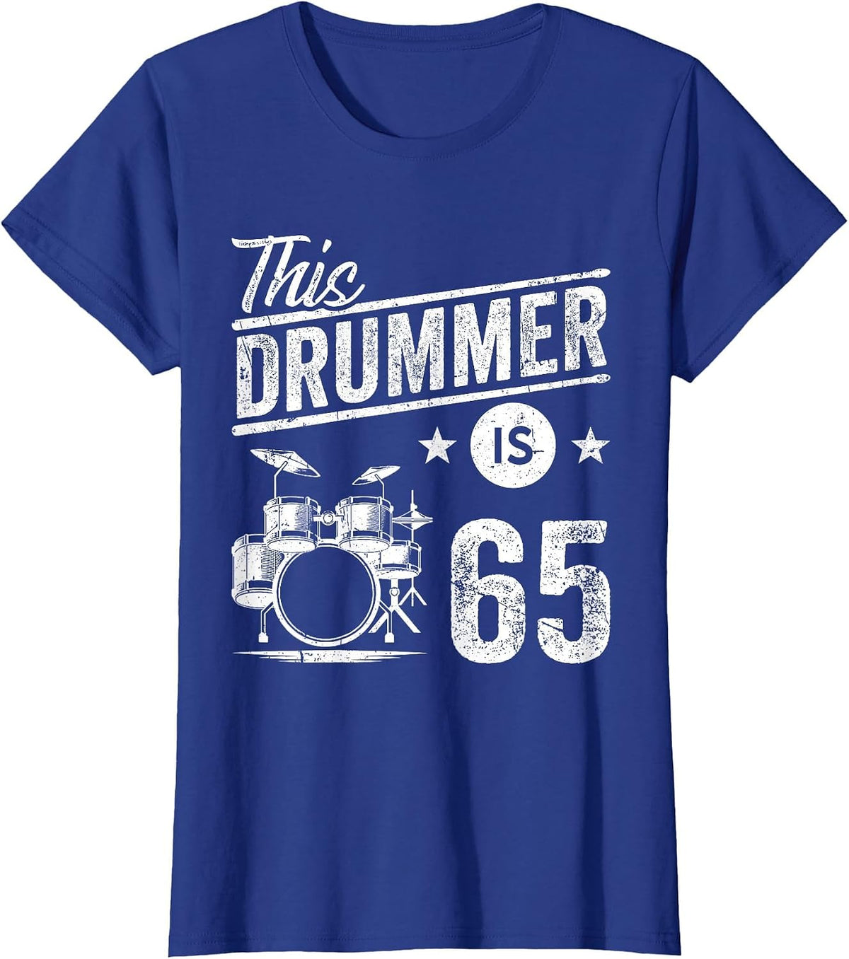 Retro Vintage Design Drummer 65th Birthday T-Shirt - Royal Blue