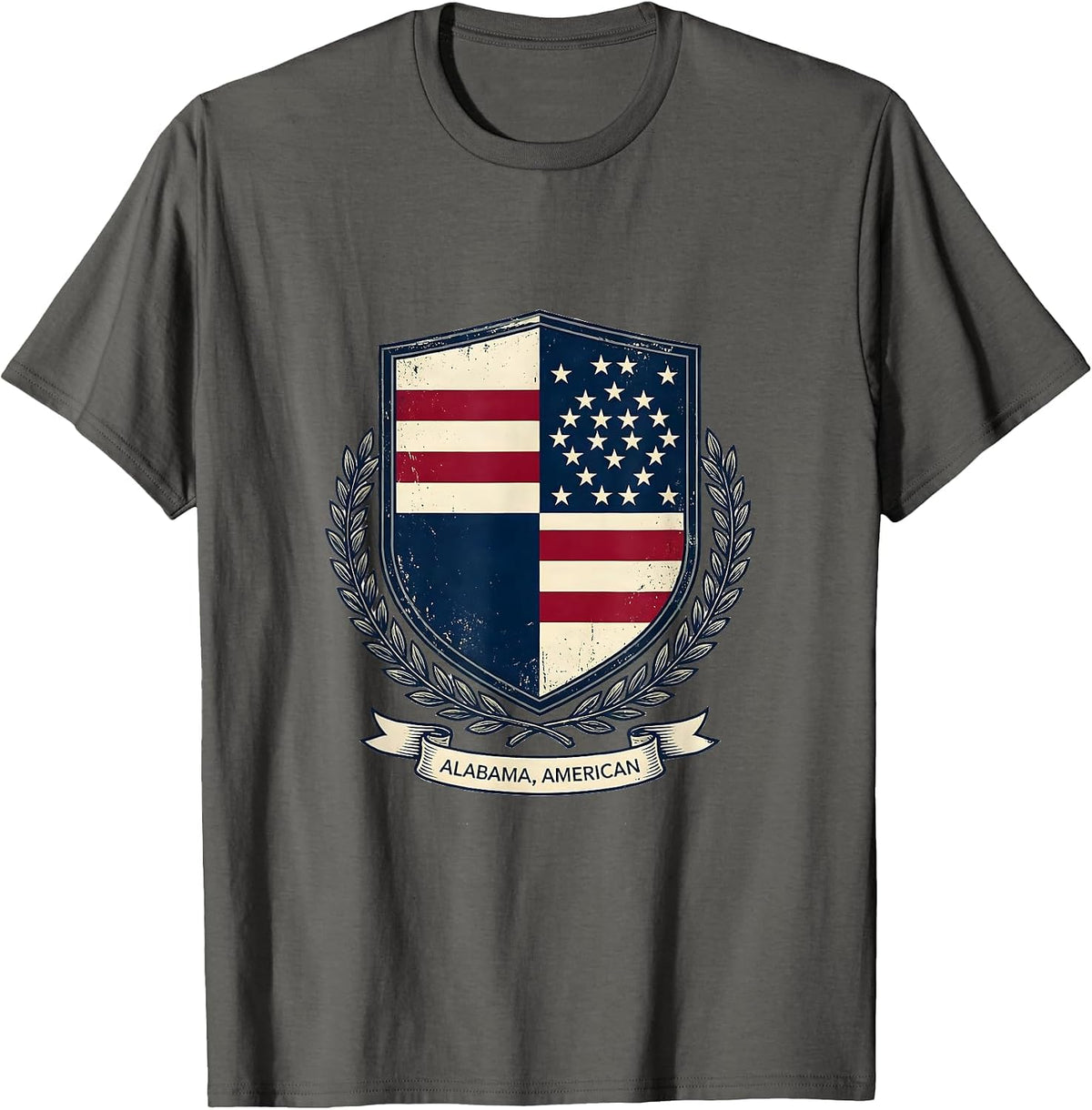 Alabama American Patriotic Faith Over Fear Prayer USA Flag T-Shirt - Asphalt Grey
