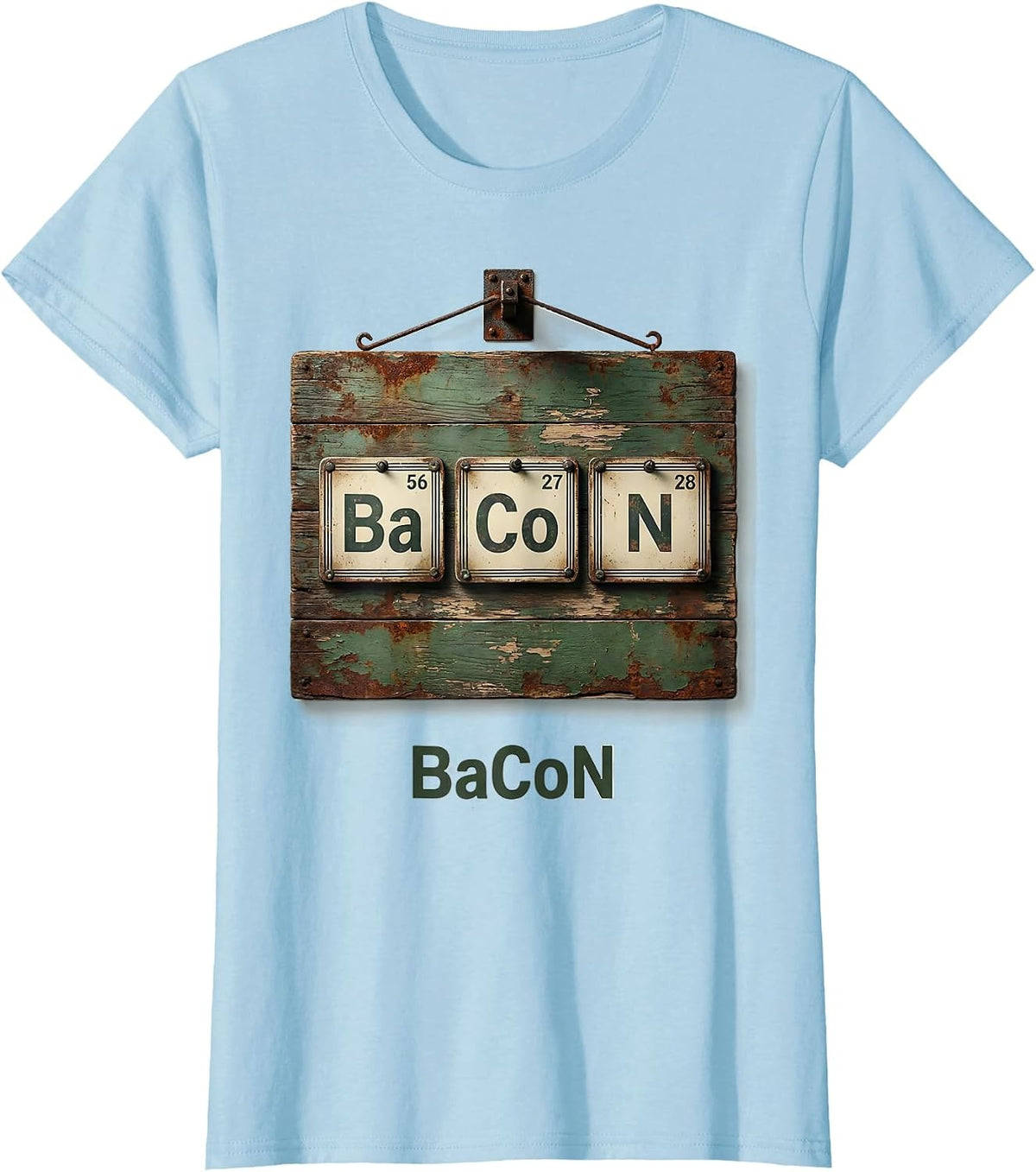 Women's BaCoN Vintage Periodic Table Chemistry Pun Science Geek Gift T-Shirt - Baby Blue