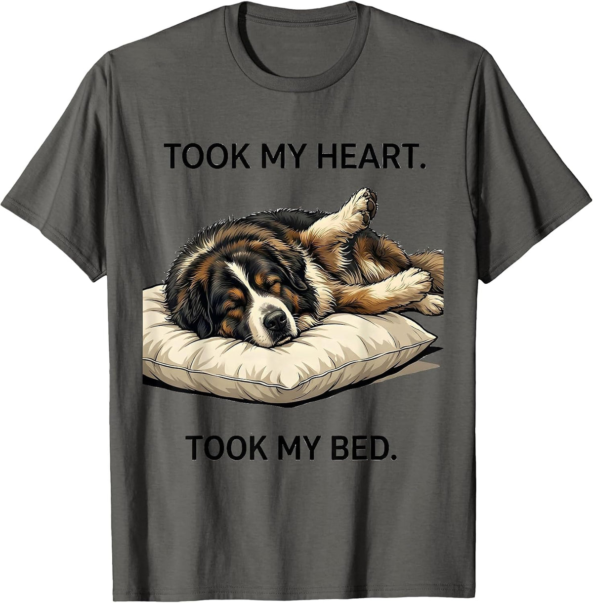 Men's Took My Heart Took My Bed Great Pyrenees Official Sleepshirt T-Shirt - Asphalt Grey