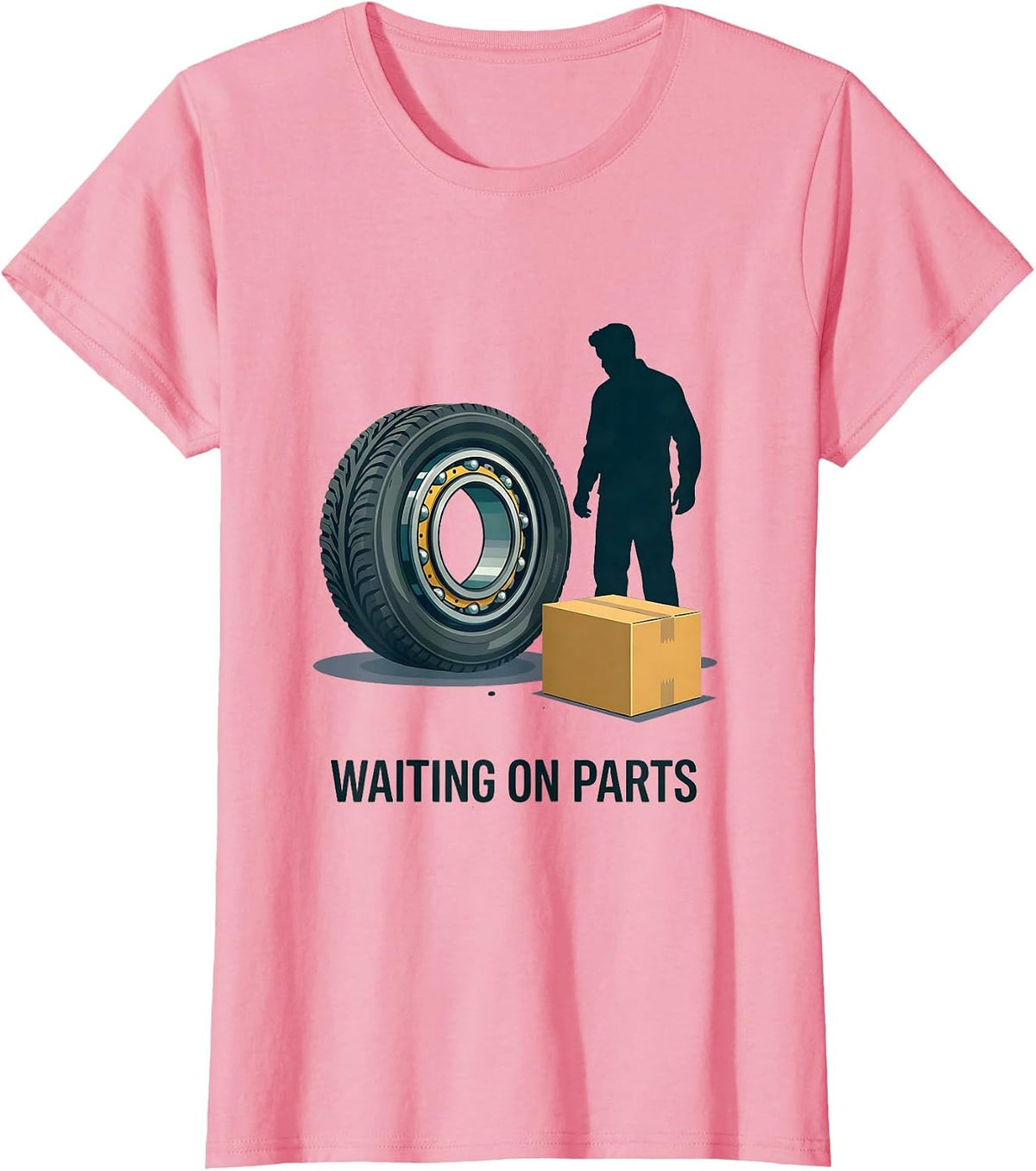 Women's Waiting On Parts Funny Mechanic Humor Auto Repair Technician T-Shirt - Pink