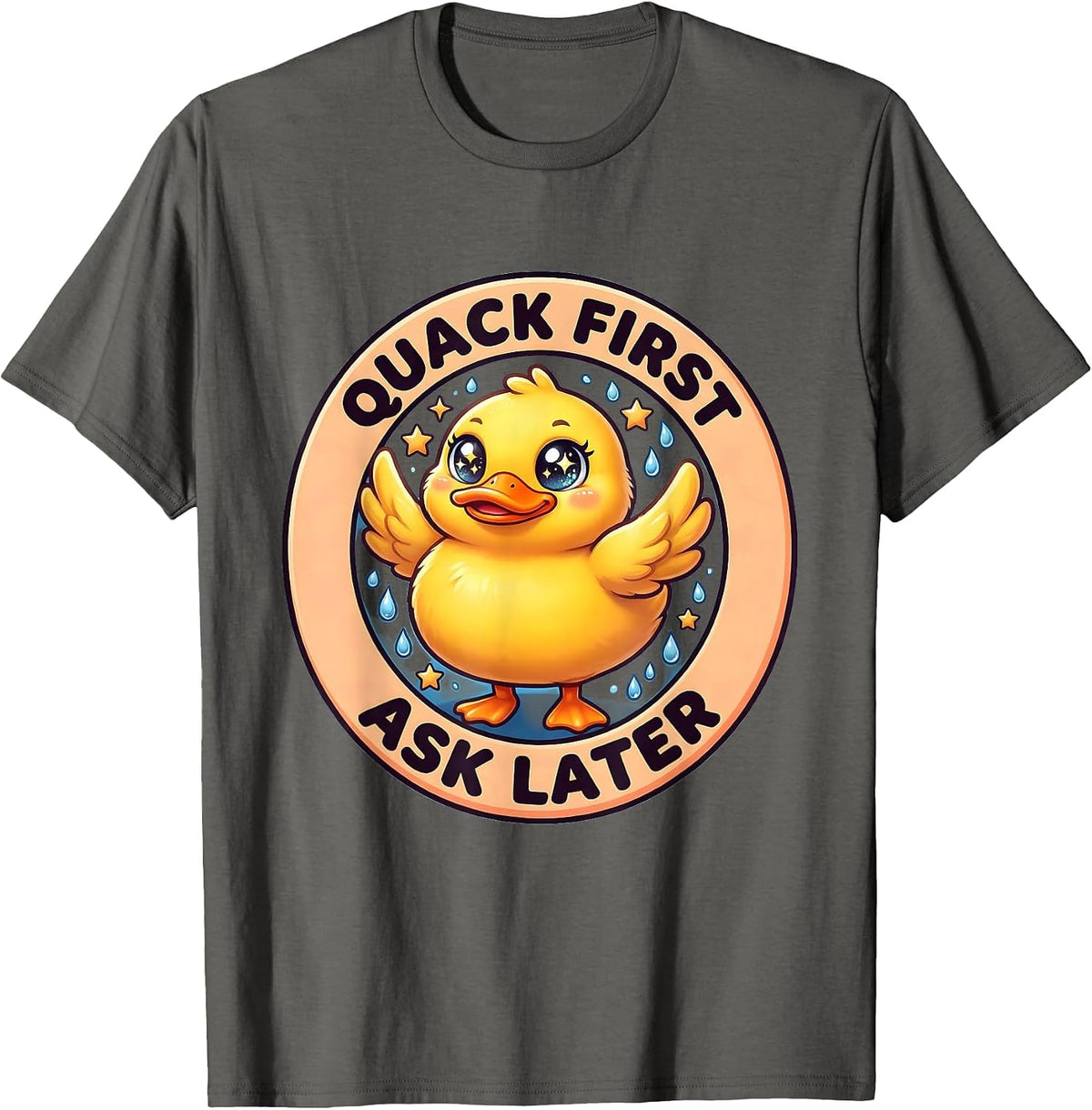 Quack First Ask Later Funny Duck Design T-Shirt - Asphalt Grey