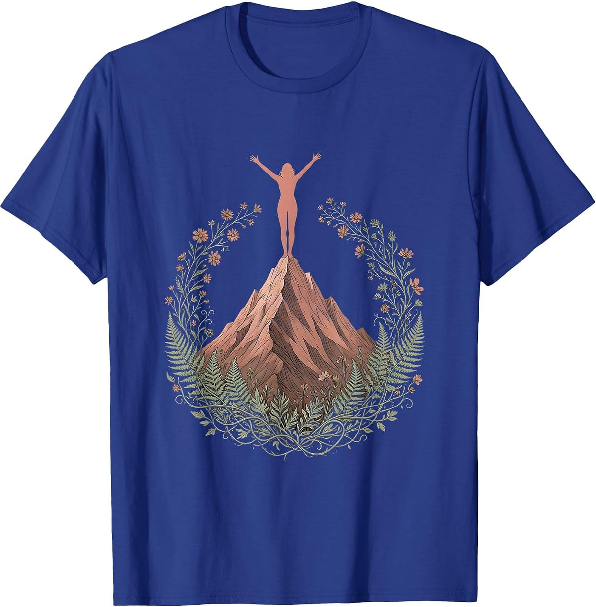 Solo Summit Climber Mountain Peak Illustration T-Shirt - Royal Blue