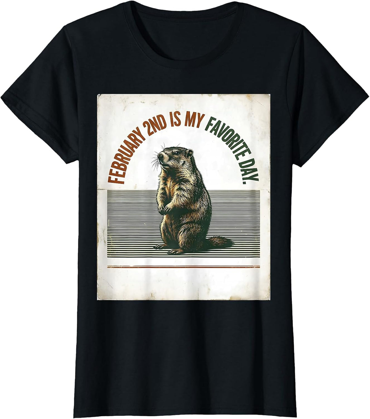 Women's February 2nd Is My Favorite Day Vintage Funny Groundhog Day T-Shirt - Black
