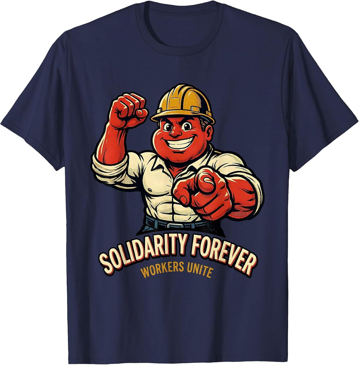 Men's Solidarity Forever Workers Unite Labor Day Design T-Shirt - Navy Blue