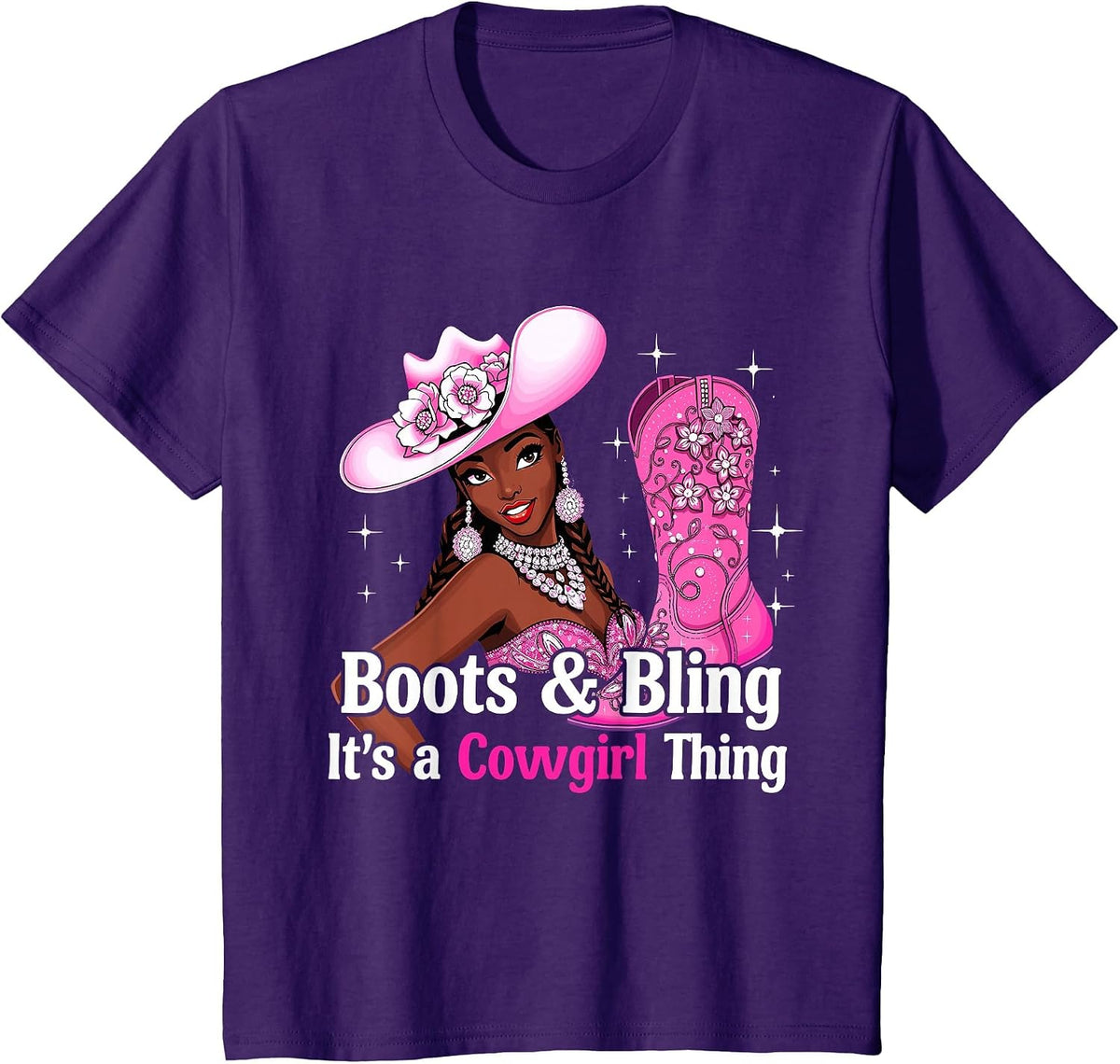 Boots and Bling It's Cowgirl Thing,Black History Month Pride T-Shirt - Purple