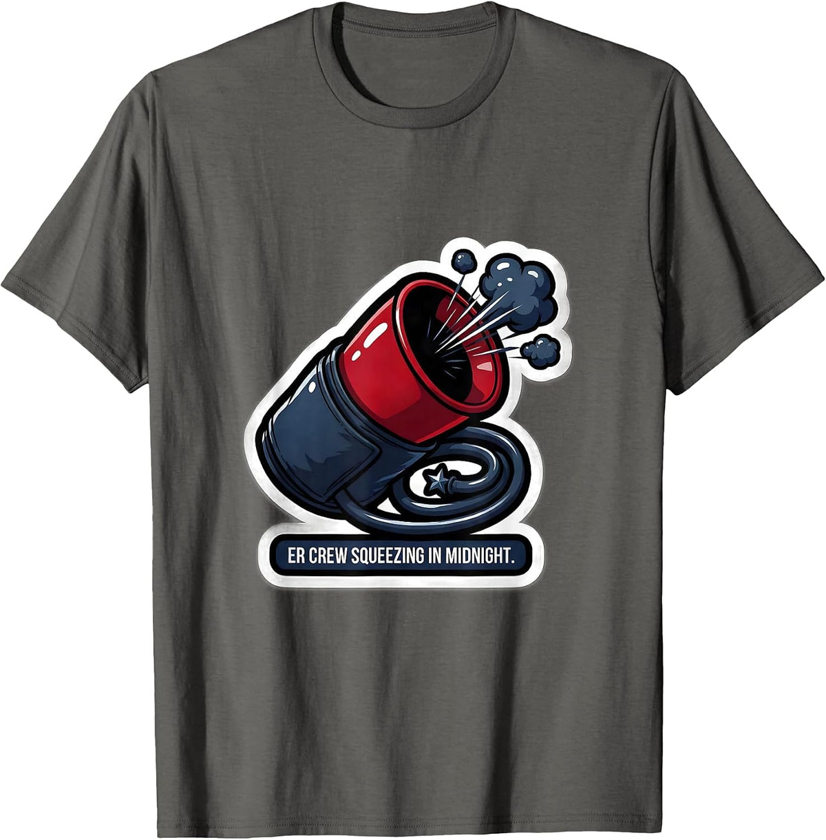 Men's ER Crew Squeezing In Midnight Funny Nurse Crew New Years Eve T-Shirt - Asphalt Grey