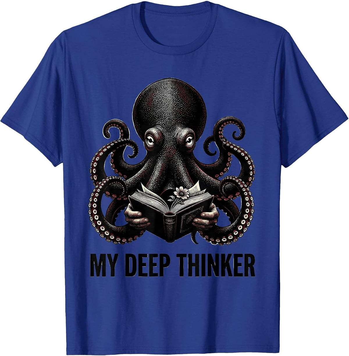 My Deep Thinker Octopus Lover Ocean Animal Art Dotwork T-Shirt - Royal Blue