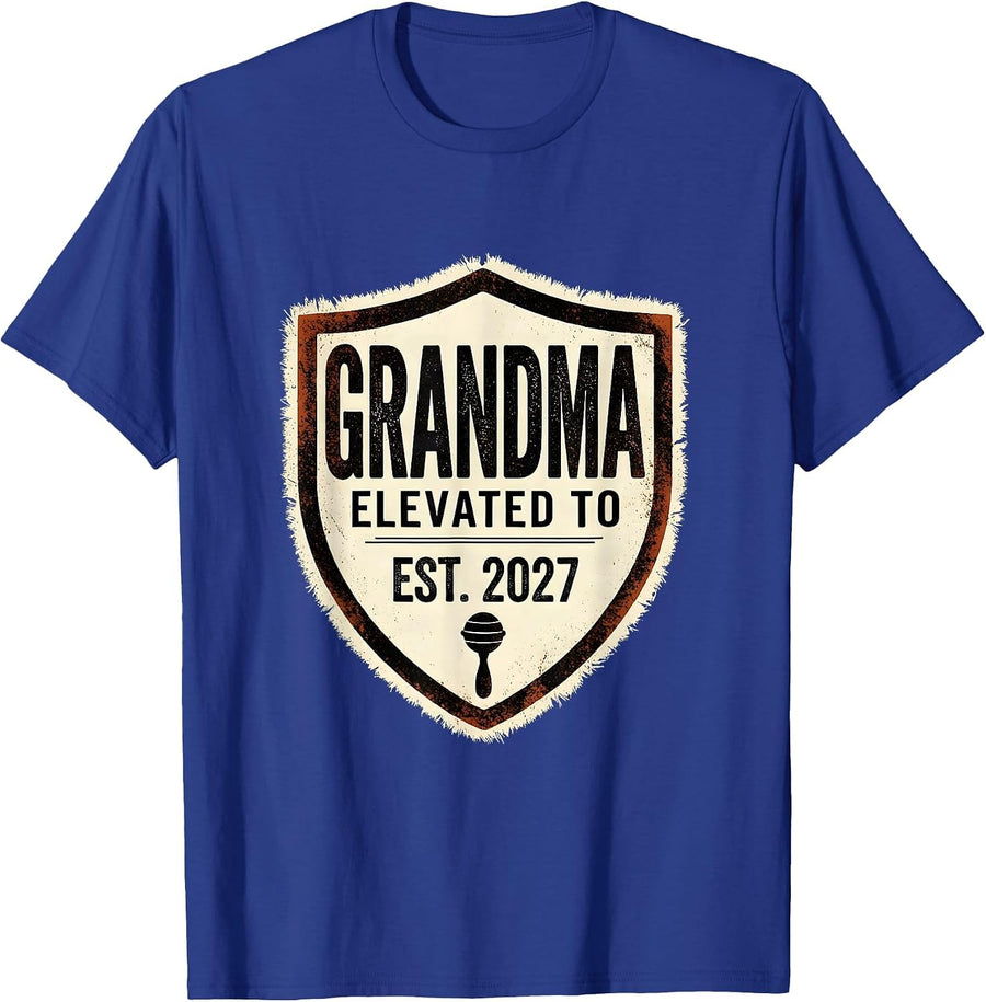 Elevated To Grandma Est 2027 Rubber Stamp New Grandma Gift T-Shirt - Royal Blue