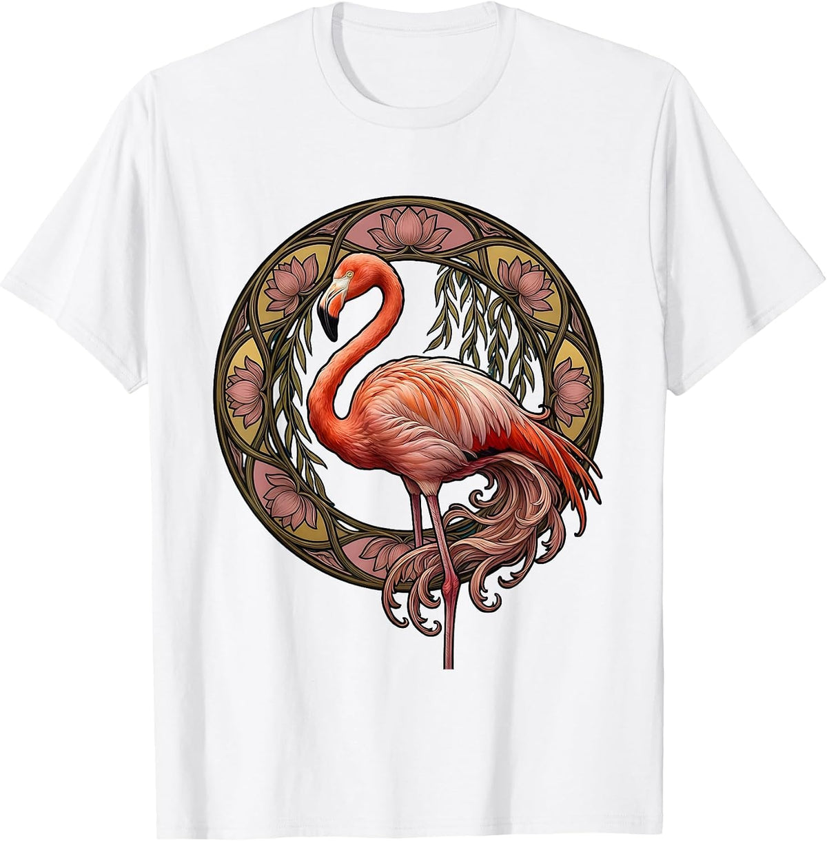 Flamingo Watercolor Feathers Melting Art Design T-Shirt - White