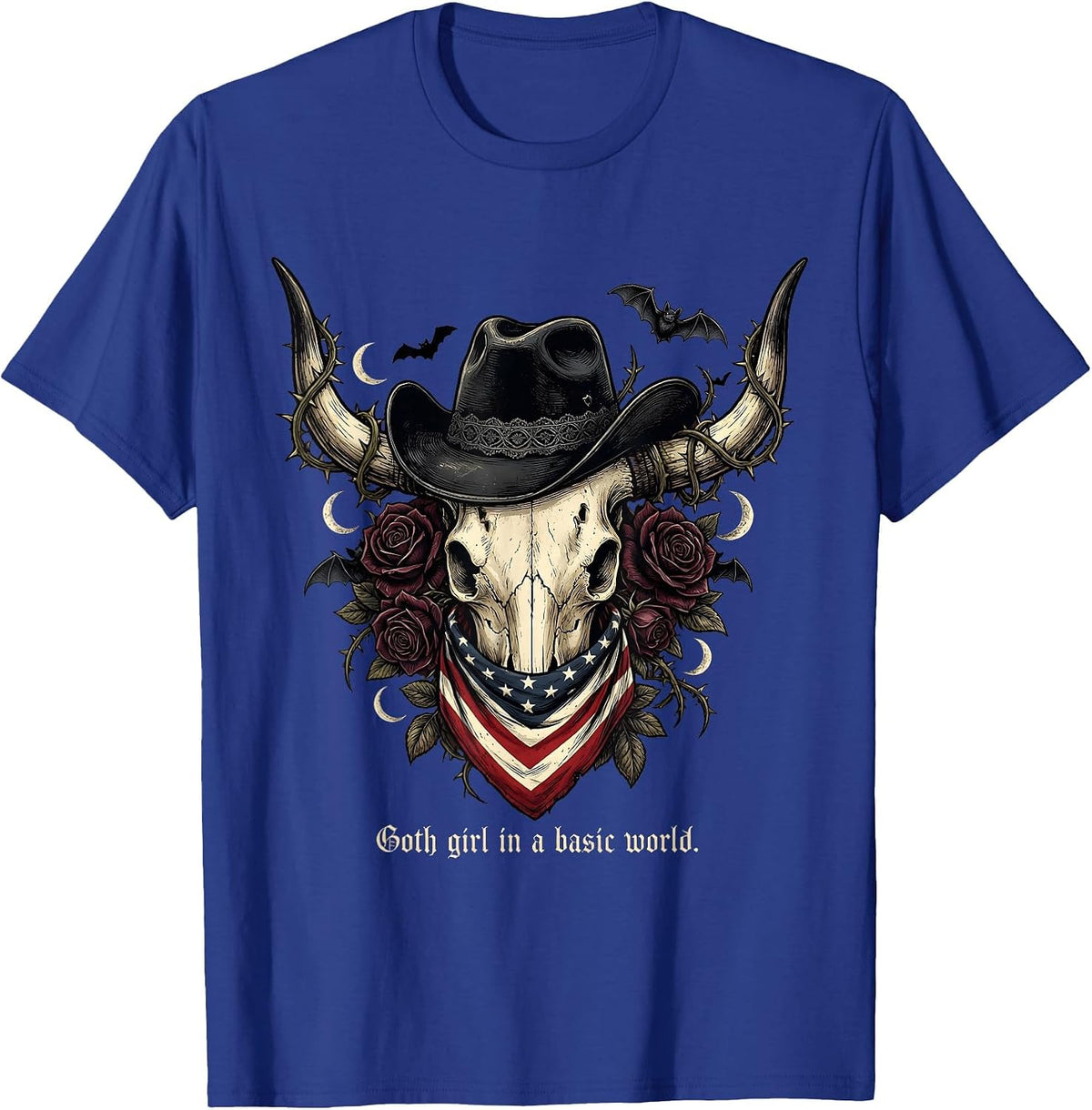 Goth Girl In A Basic World Dark Aesthetic Design T-Shirt - Royal Blue
