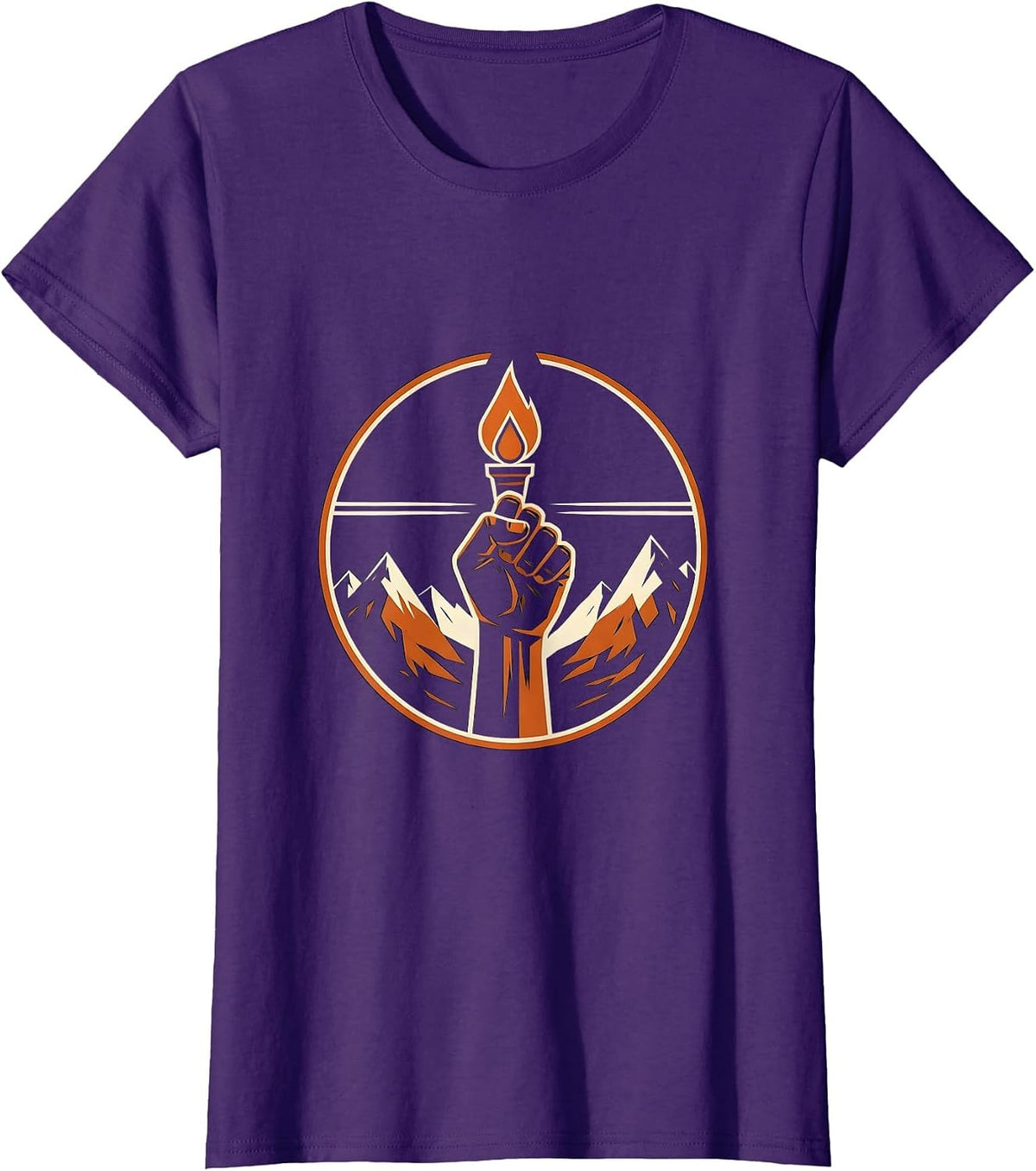 Women's Faith Over Fear Raised Fist Torch Graphic T-Shirt - Purple