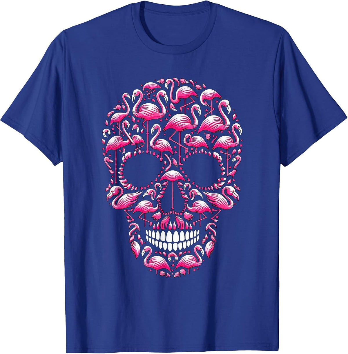 Flamingo Skull Halloween Party T-Shirt - Royal Blue