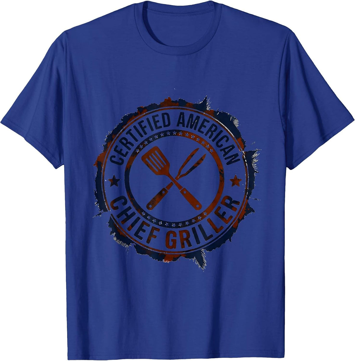Men's Certified American Chief Griller Vintage Patriotic Grilling T-Shirt - Royal Blue