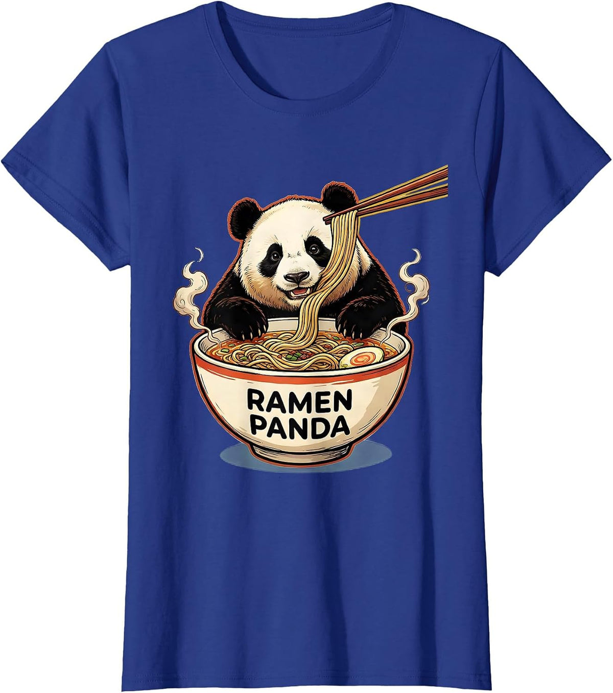 Women's Ramen Panda Cute Kawaii Anime Animal Japanese Food Lover T-Shirt - Royal Blue