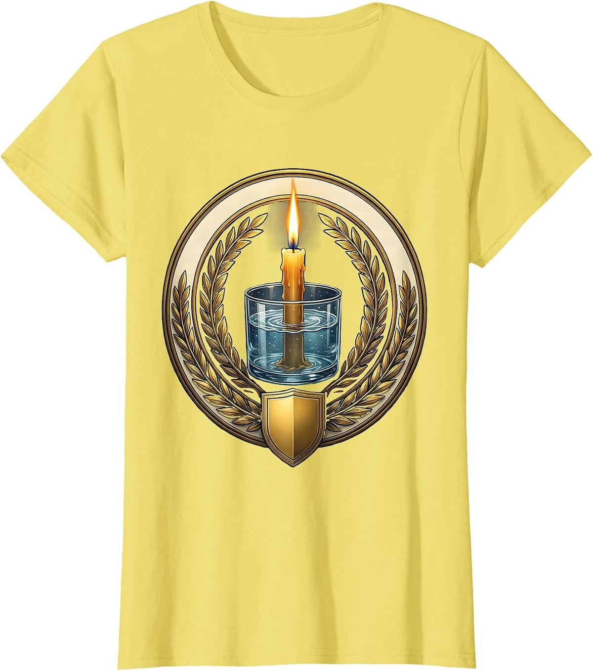 Women's Faith Over Fear Candle Flame in Water Graphic T-Shirt - Lemon Yellow