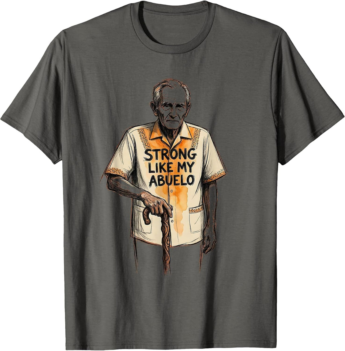 Strong Like My Abuelo Mexican Heritage Design T-Shirt - Asphalt Grey