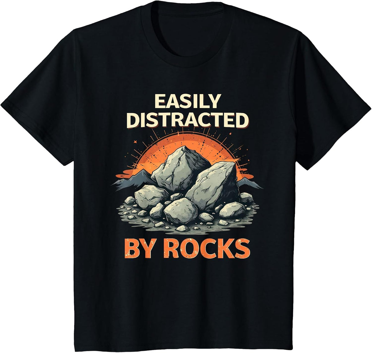 Vintage Easily Distracted By Rocks Geology Geologist T-Shirt - Black