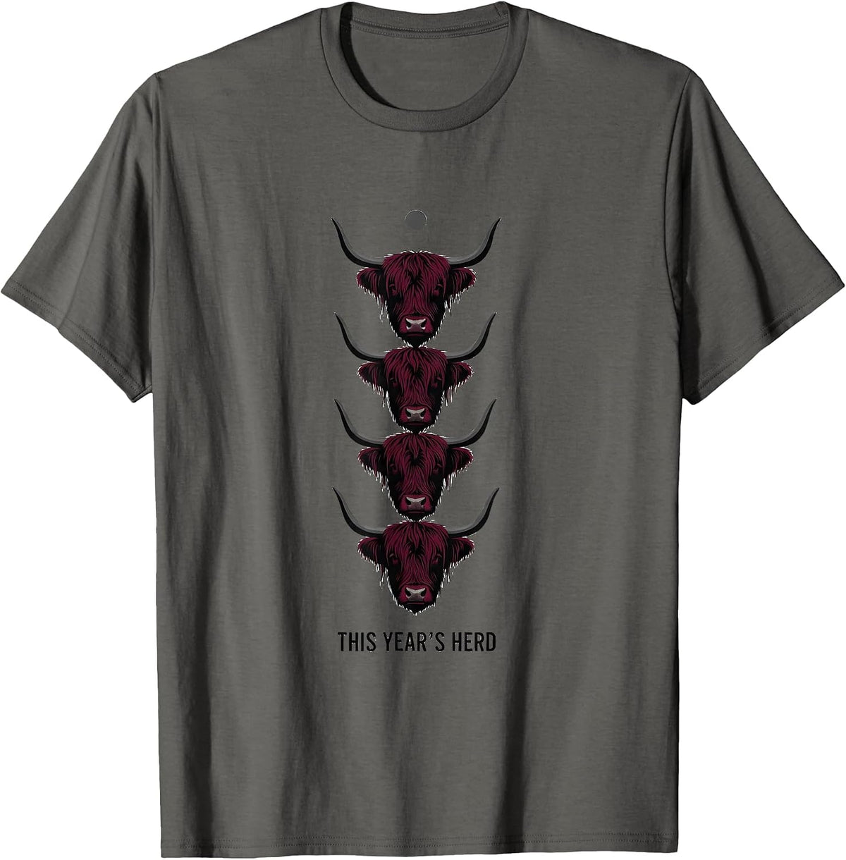 This Year's Herd Funny Highland Cow Farm Christmas Humor T-Shirt - Asphalt Grey