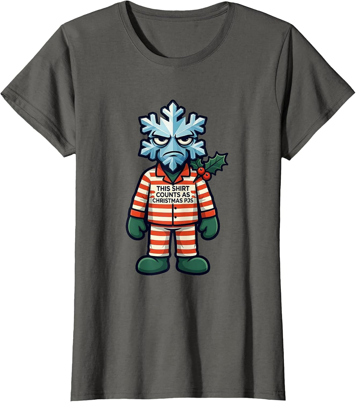 Women's This Shirt Counts As Christmas PJs Funny Family Holiday T-Shirt - Asphalt Grey