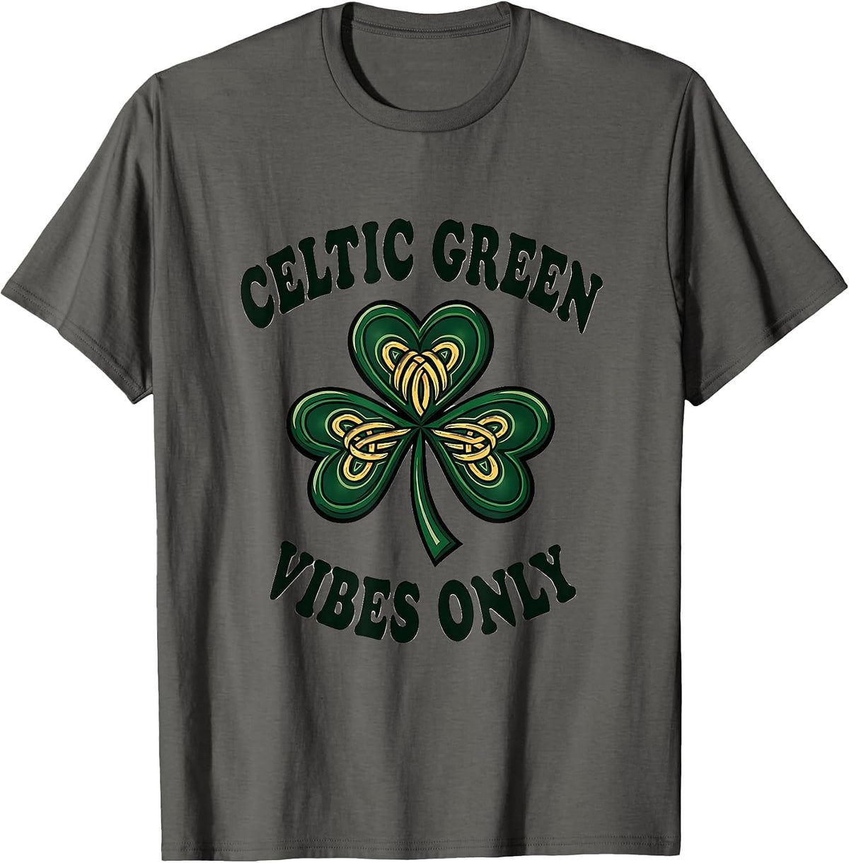 Celtic Green Vibes Only St Patrick's Day T-Shirt - Asphalt Grey
