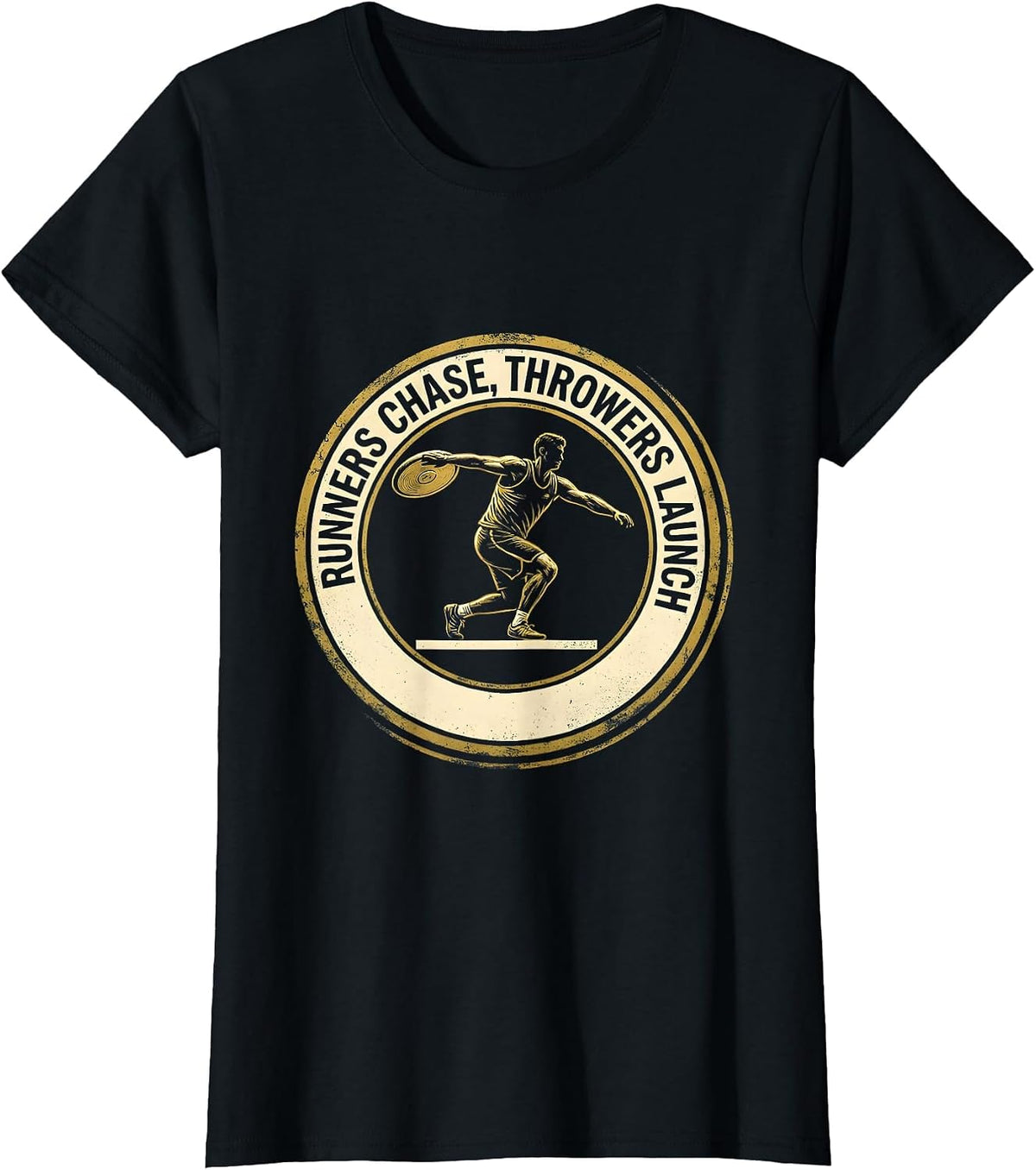 Runners Chase Throwers Launch Defiant Track And Field T-Shirt - Black
