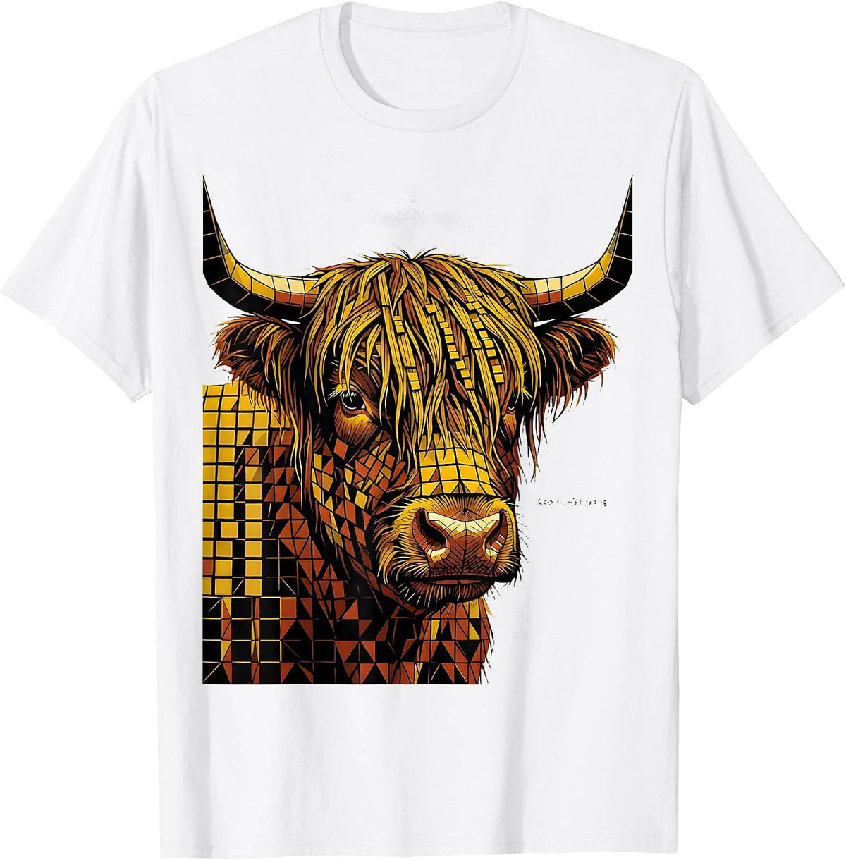 Men's Coo How's It Going Geometric Highland Cow Whimsical Humor T-Shirt - White
