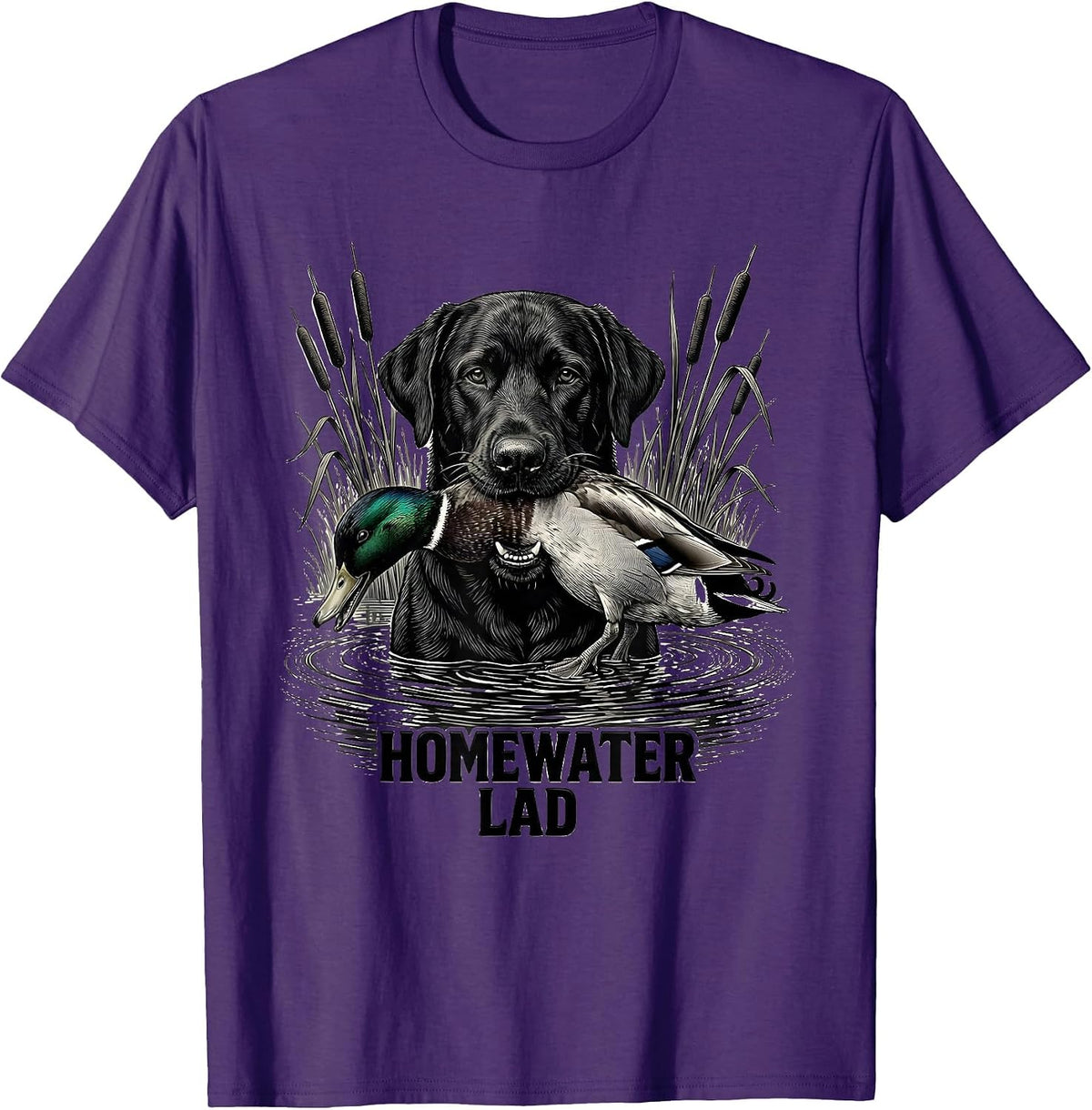 Men's Homewater Lad Monochromatic Black Lab Duck Hunting Southern T-Shirt - Purple